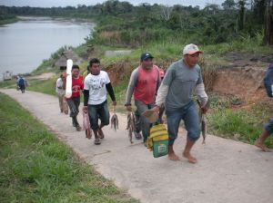The men returning home with fish